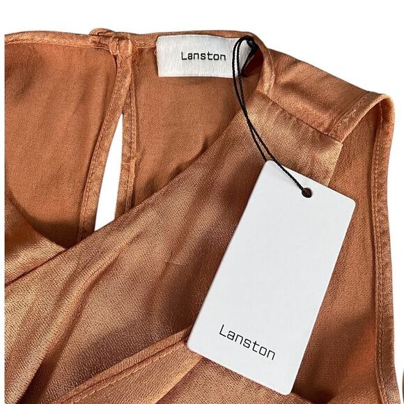 Revolve Lanston Cross Front Halter Top Honey Size XS New With Tag Key Hole Back - Picture 10 of 14